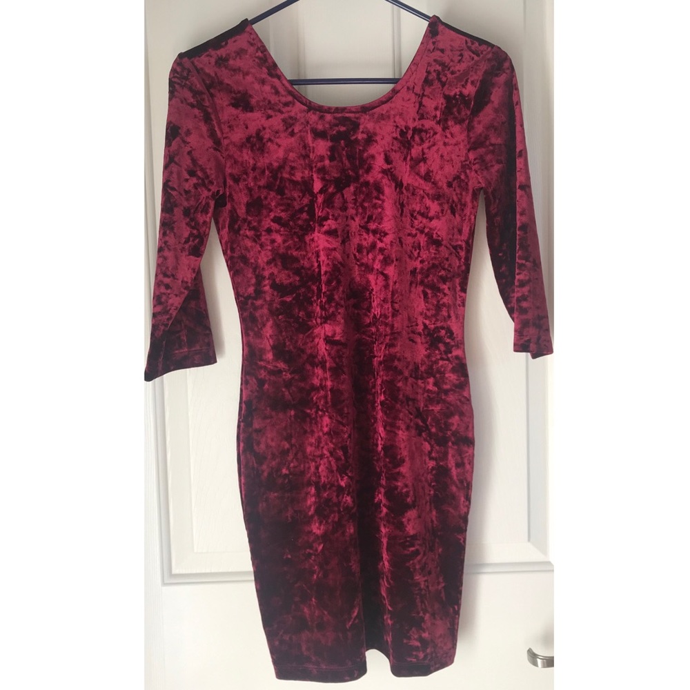 SOLD 🔒 Burgundy Suede Bodycon Dress